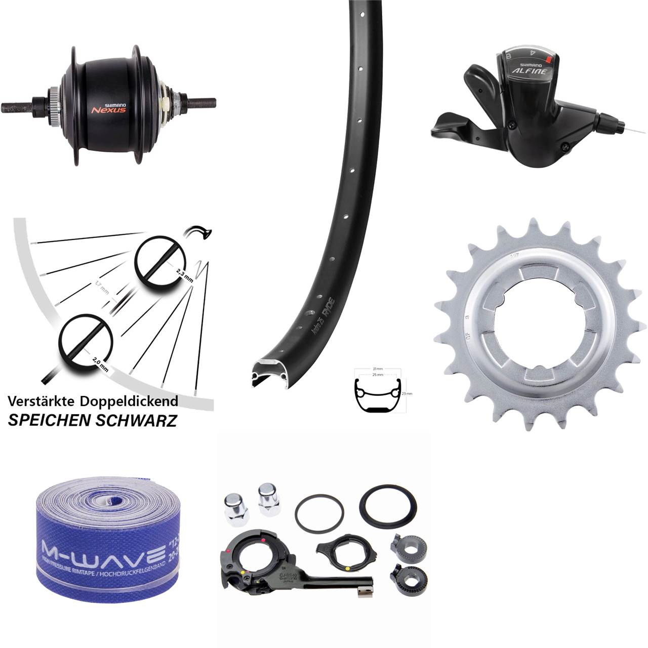 28 Zoll Hinterrad Ryde Andra 25 8-Gang Centerlock