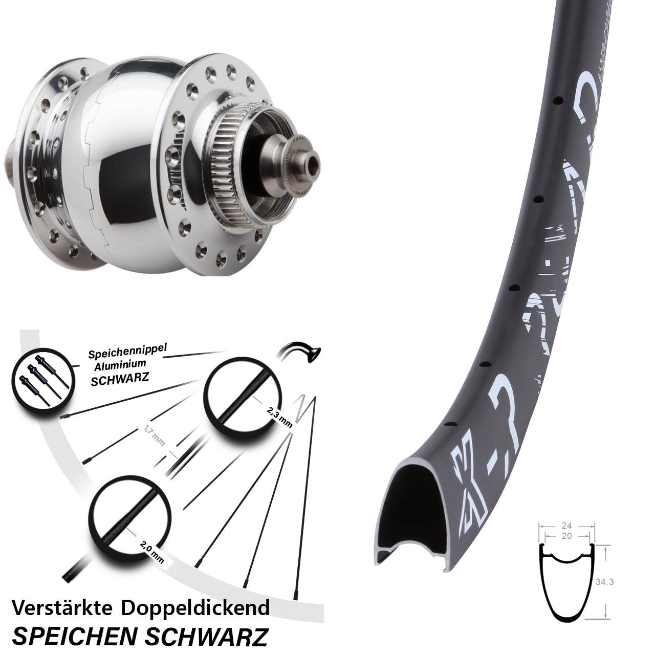 Disc Nabendynamovorderrad 28-29 Zoll KX-R Road SON 28 QR