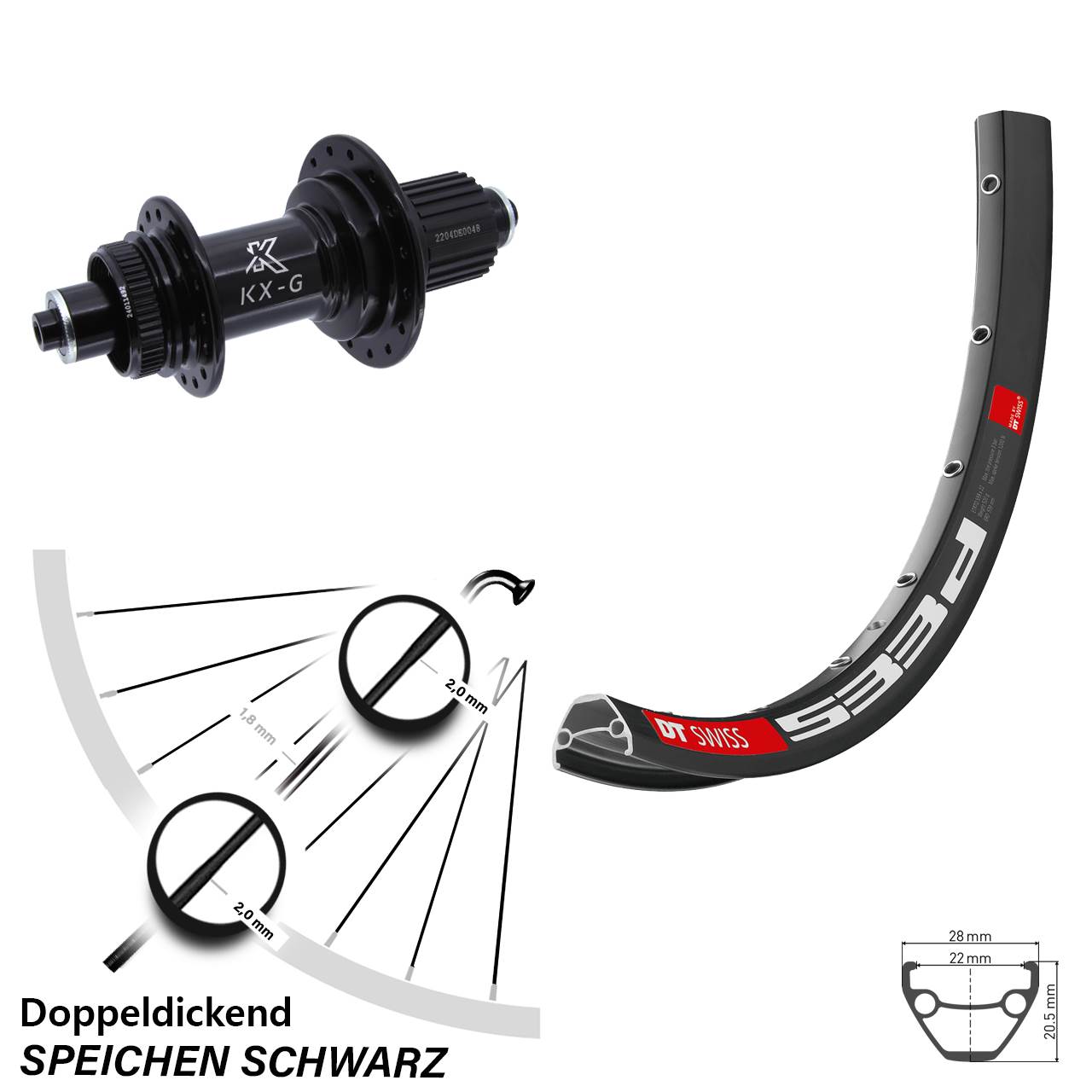 Hinterrad Centerlock 650B DT Swiss 533d KX-GS verstärkt Micro Spline QR