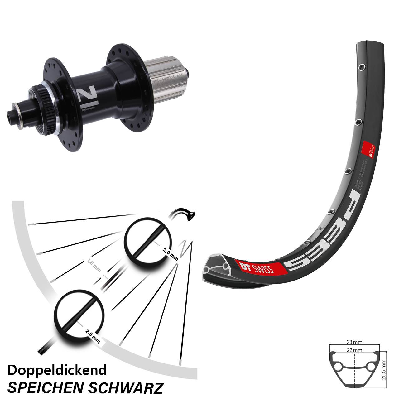 Hinterrad Centerlock QR 27,5 Zoll DT Swiss 533 D Novatec D042SB 8-12 fach HG