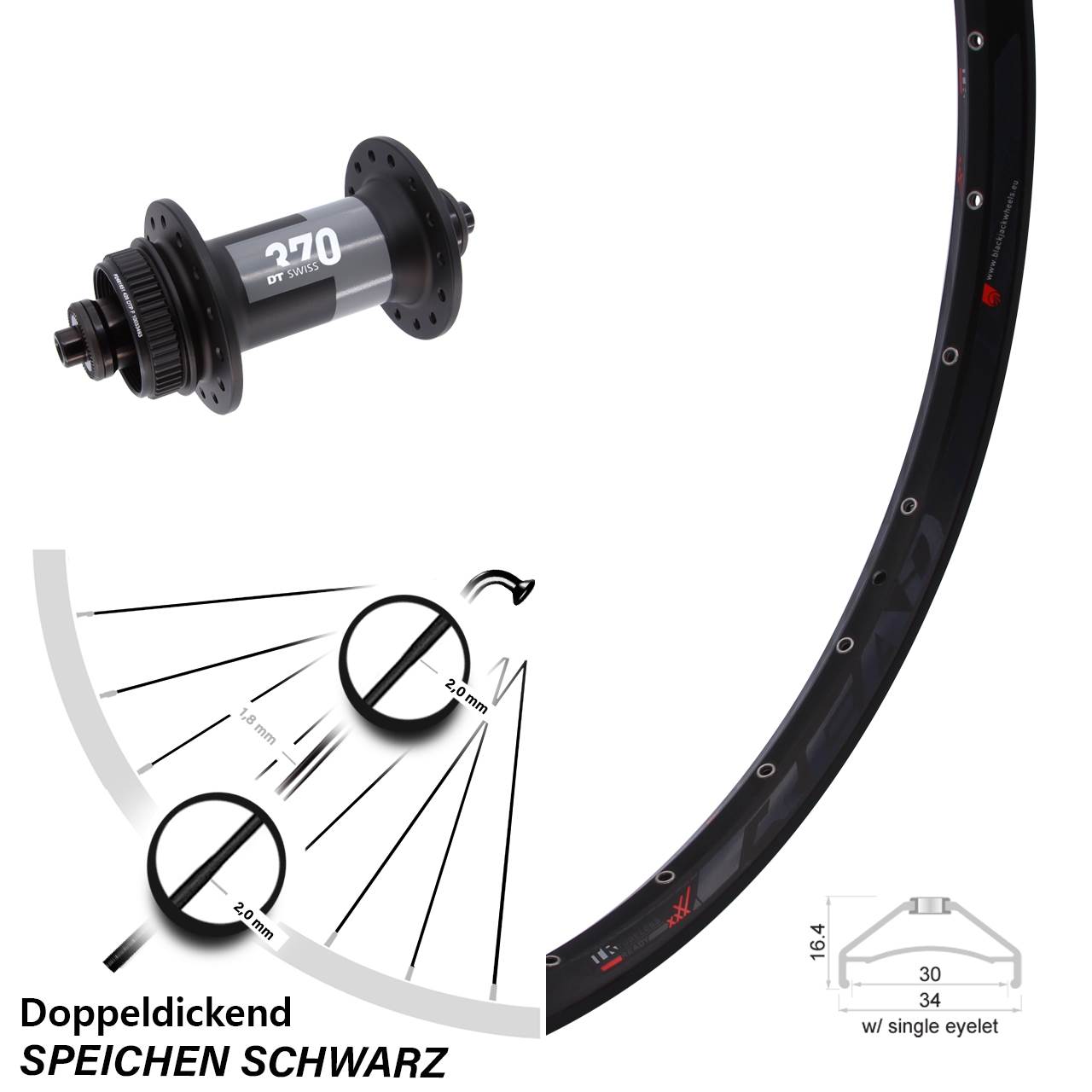Rodi Ready 30 DT Swiss 370 27,5 Zoll Vorderrad Centerlock für Schnellspanner