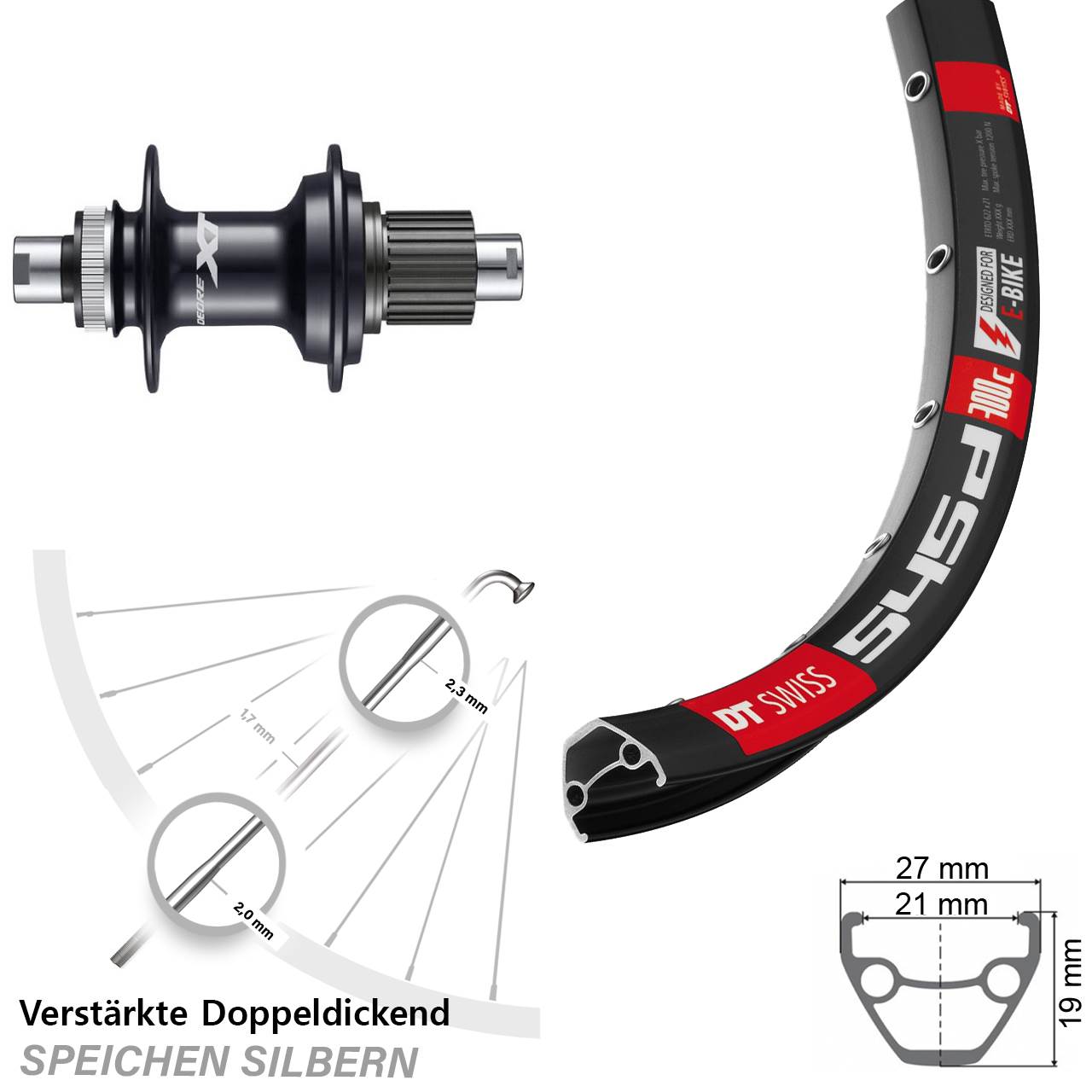 26 Zoll DT Swiss 545 Shimano FH-M8110 Hinterrad Centerlock 12x142 Micro Spline