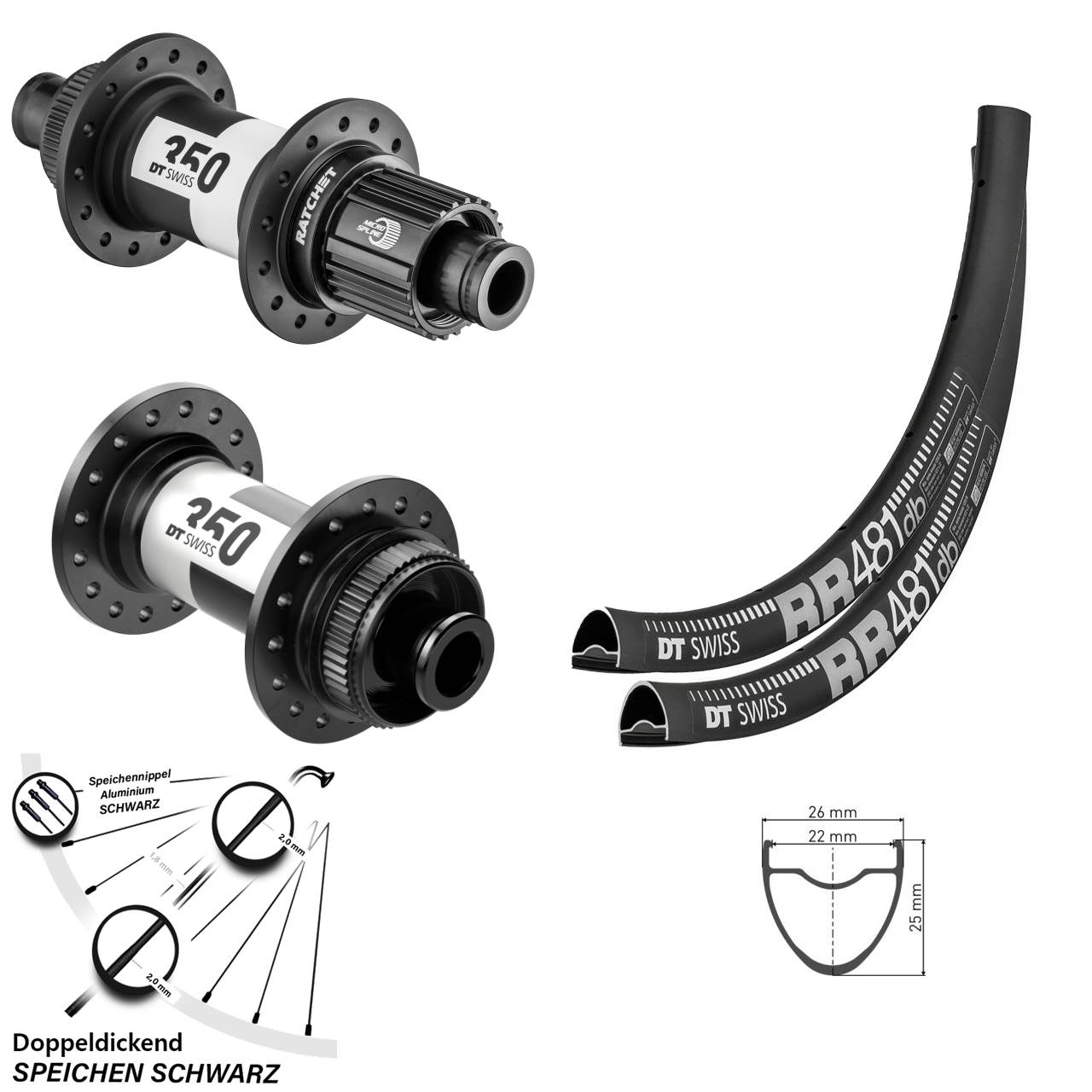 Laufradsatz Disc 28 Zoll DT Swiss RR481-350 Shimano Micro Spline 12x100/142
