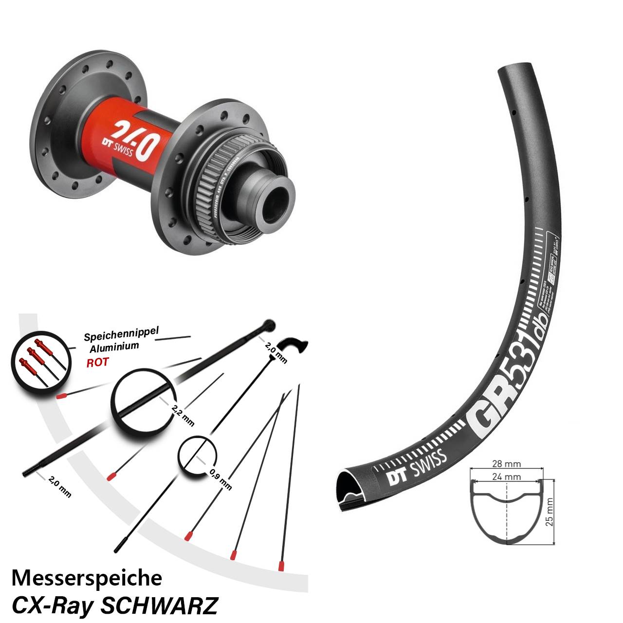 Centerlock Vorderrad 28 Zoll GR 531 DT Swiss 240 Road 12x100 CX-Ray