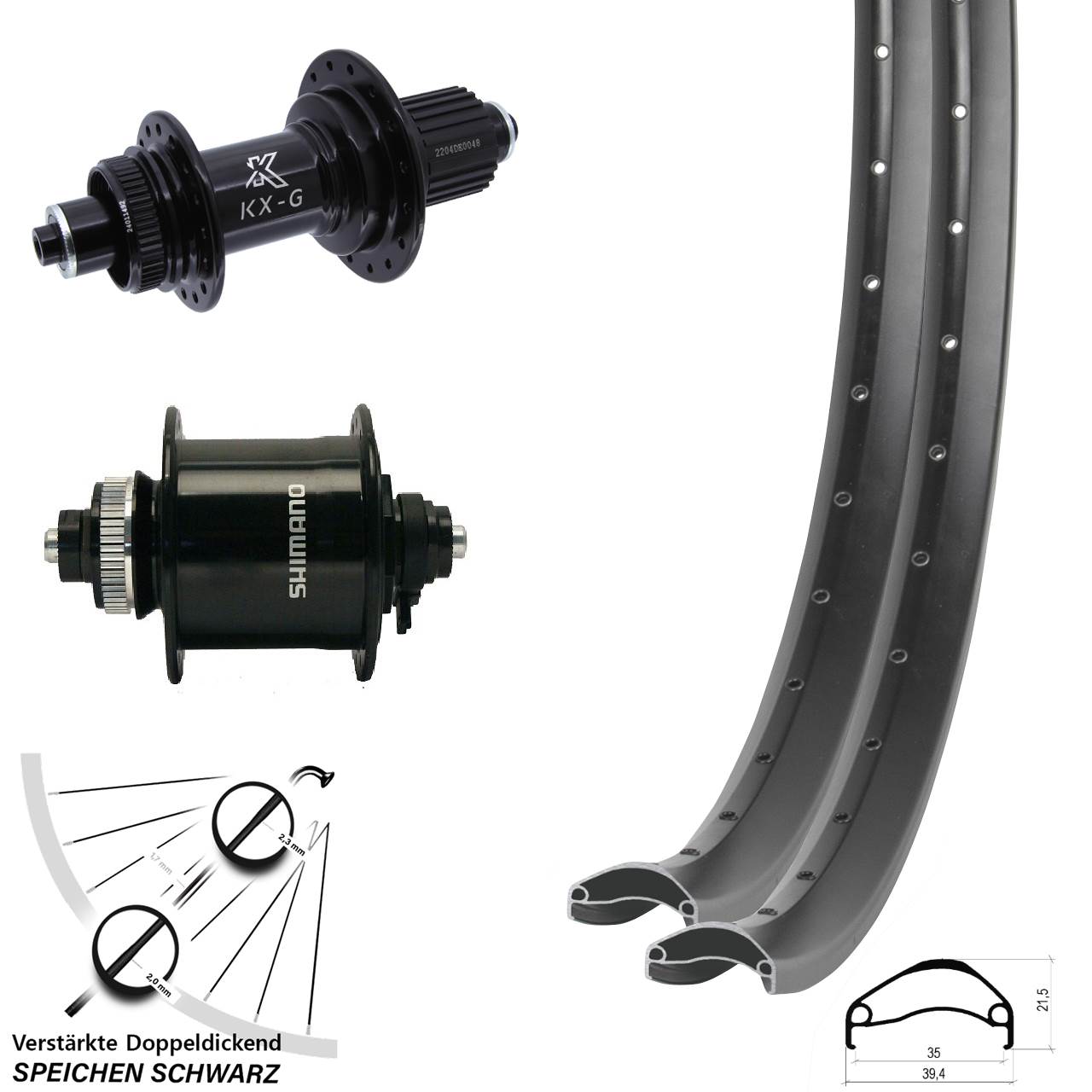 Disc Laufradsatz QR 27,5 Zoll Ambrosio E35 KX-GS verstärkt DH-UR700 Micro Spline