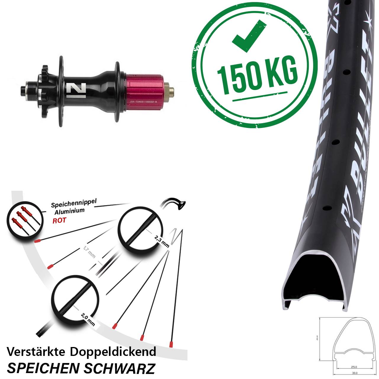 Hinterrad 6-Loch 28 Zoll KX Bullet OS Novatec D792SB 8-12 fach QR