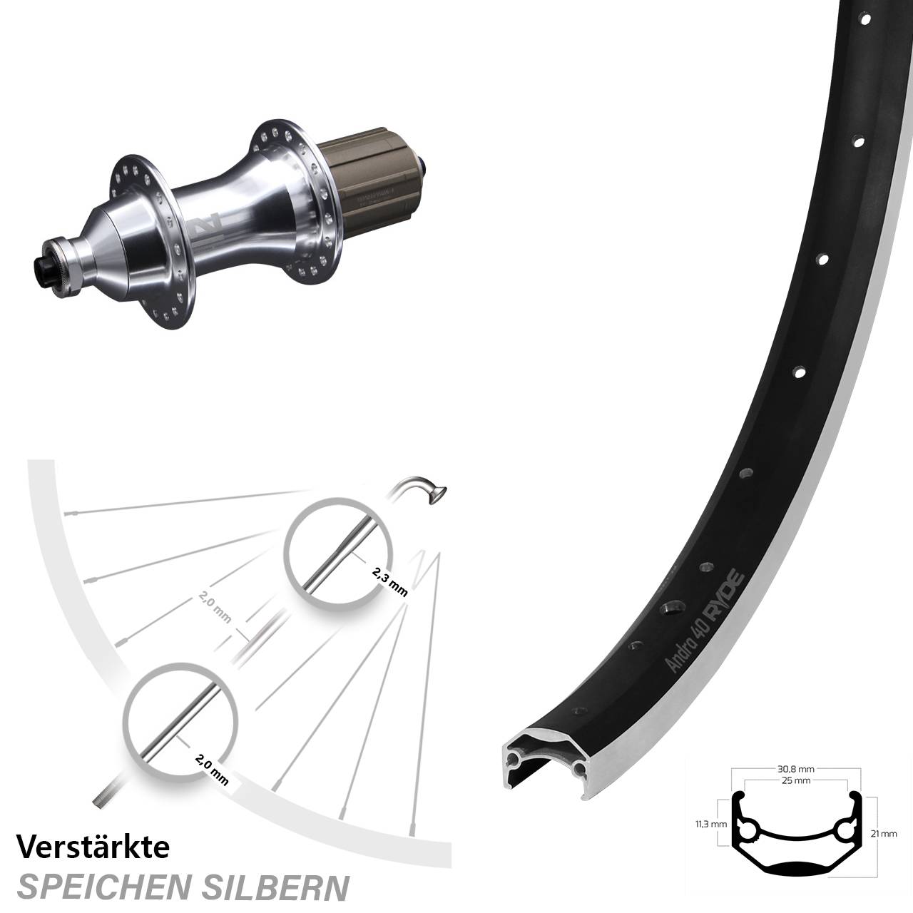24 Zoll Hinterrad Ryde Andra 40 Novatec F162 8-12 fach