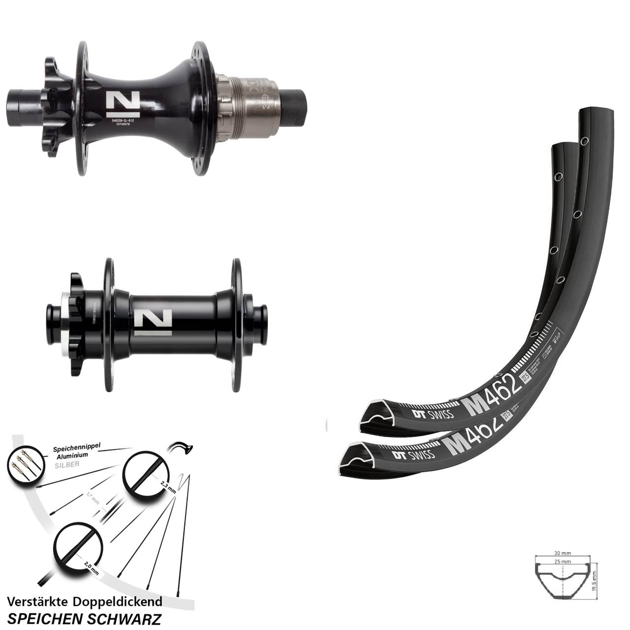 DT Swiss M 462 Novatec D041SB D462 29 Zoll Laufradsatz 6-Loch 15x110 12x148 XD