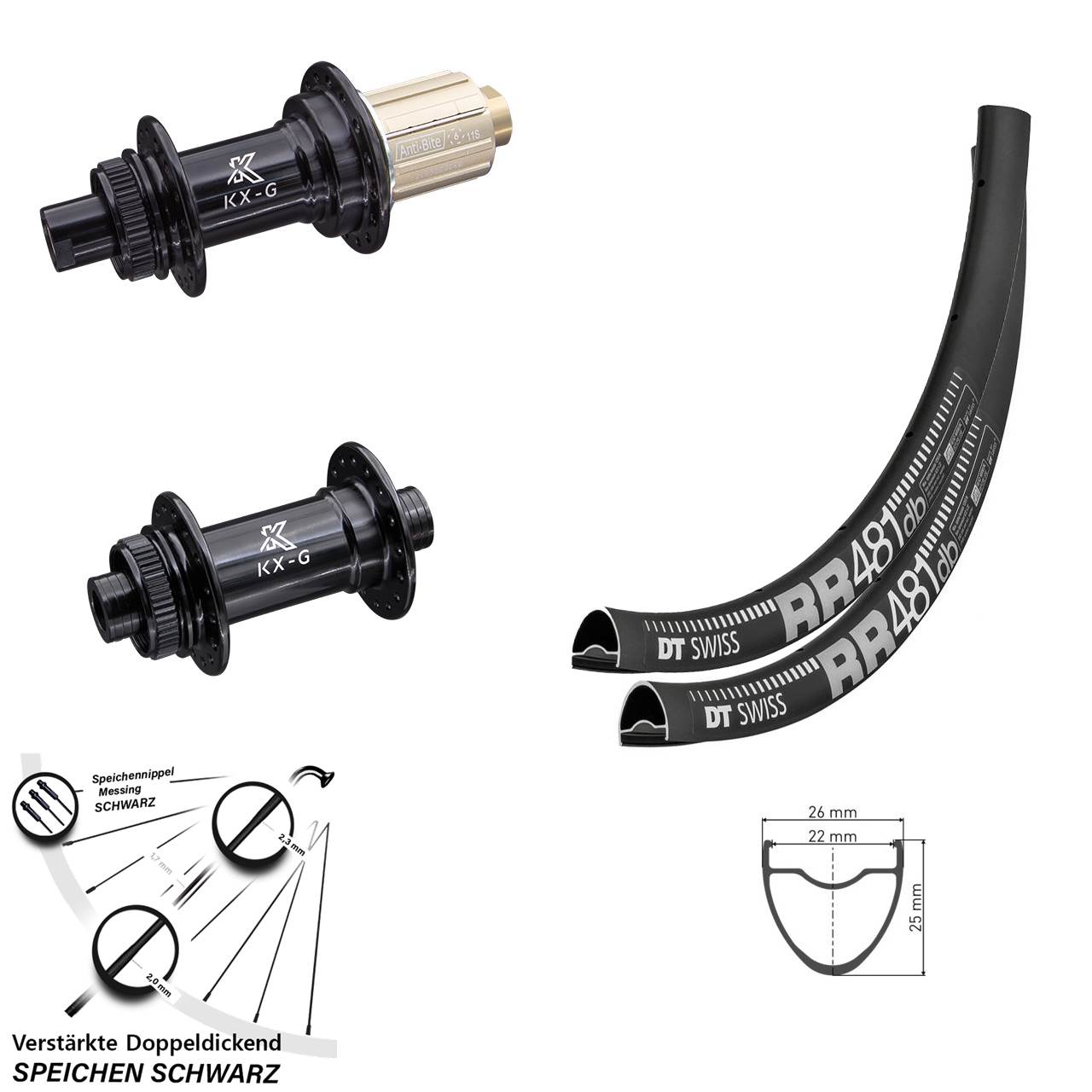 DT Swiss RR481 KX-G 28 Zoll Laufradsatz Centerlock 12x100/142 8-12 fach