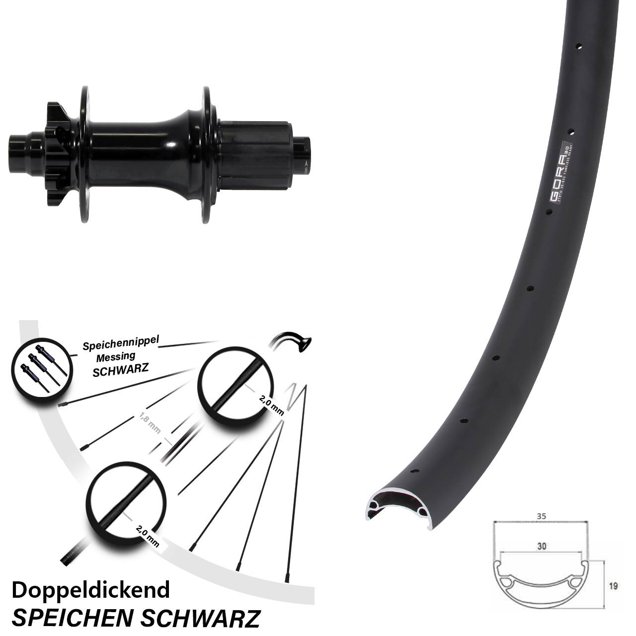 Hinterrad 6-Loch 29 Zoll Gora 30 Formula ECT-148S 8-11 fach 12x148 Boost