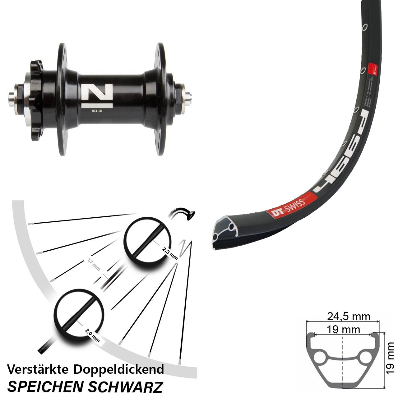 DT Swiss 466d Novatec D041 28 Zoll Disc Vorderrad für Schnellspanner