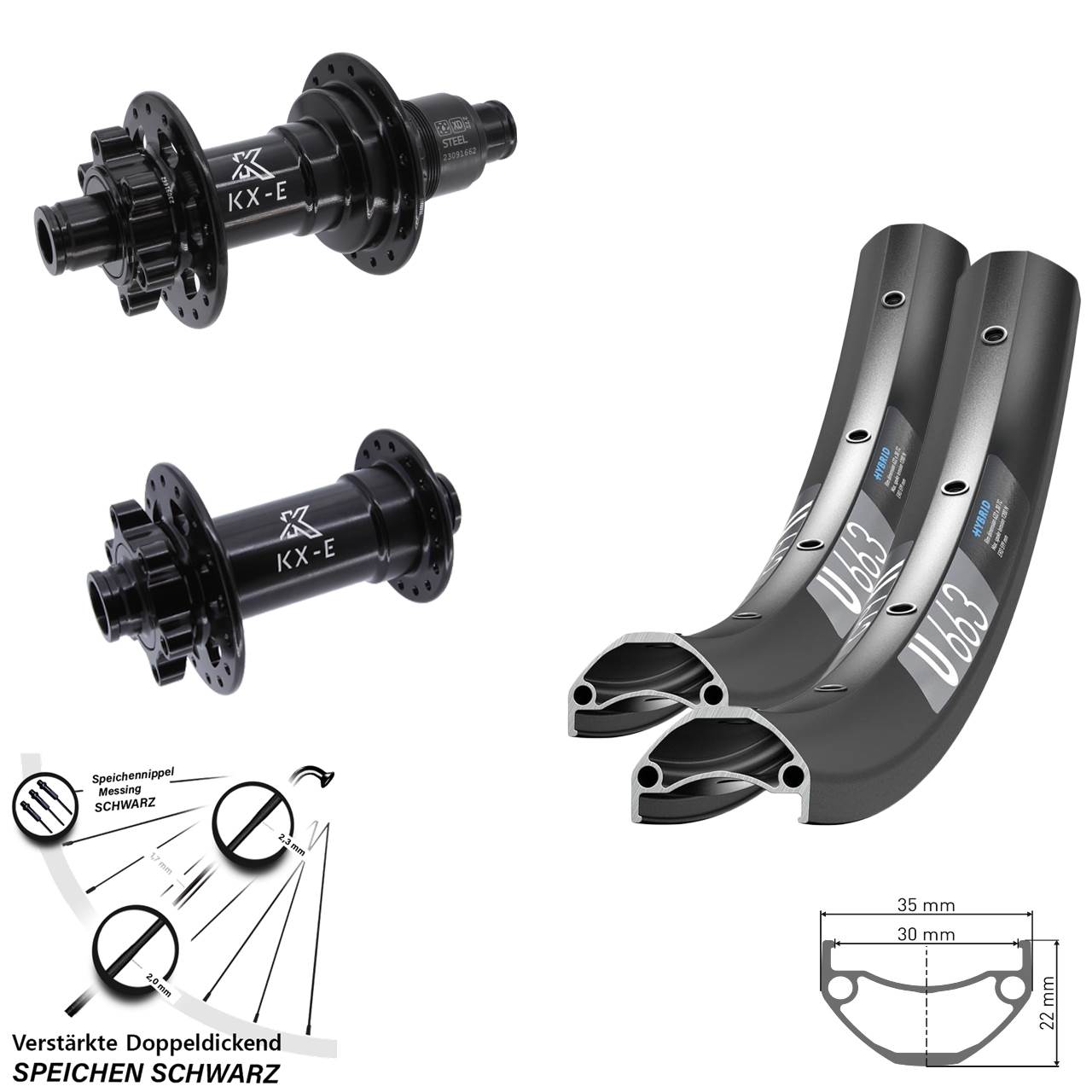 Disc Laufradsatz Boost 20/29 Zoll DT Swiss U663 KX-E Heavy Duty SRAM XD