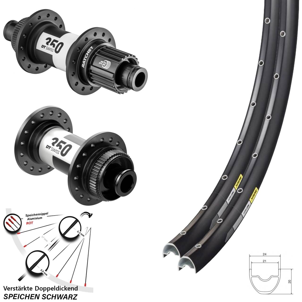 Mavic XC621 DT Swiss 350 29 Zoll Disc Laufrad-Satz 12x100/142 Micro Spline