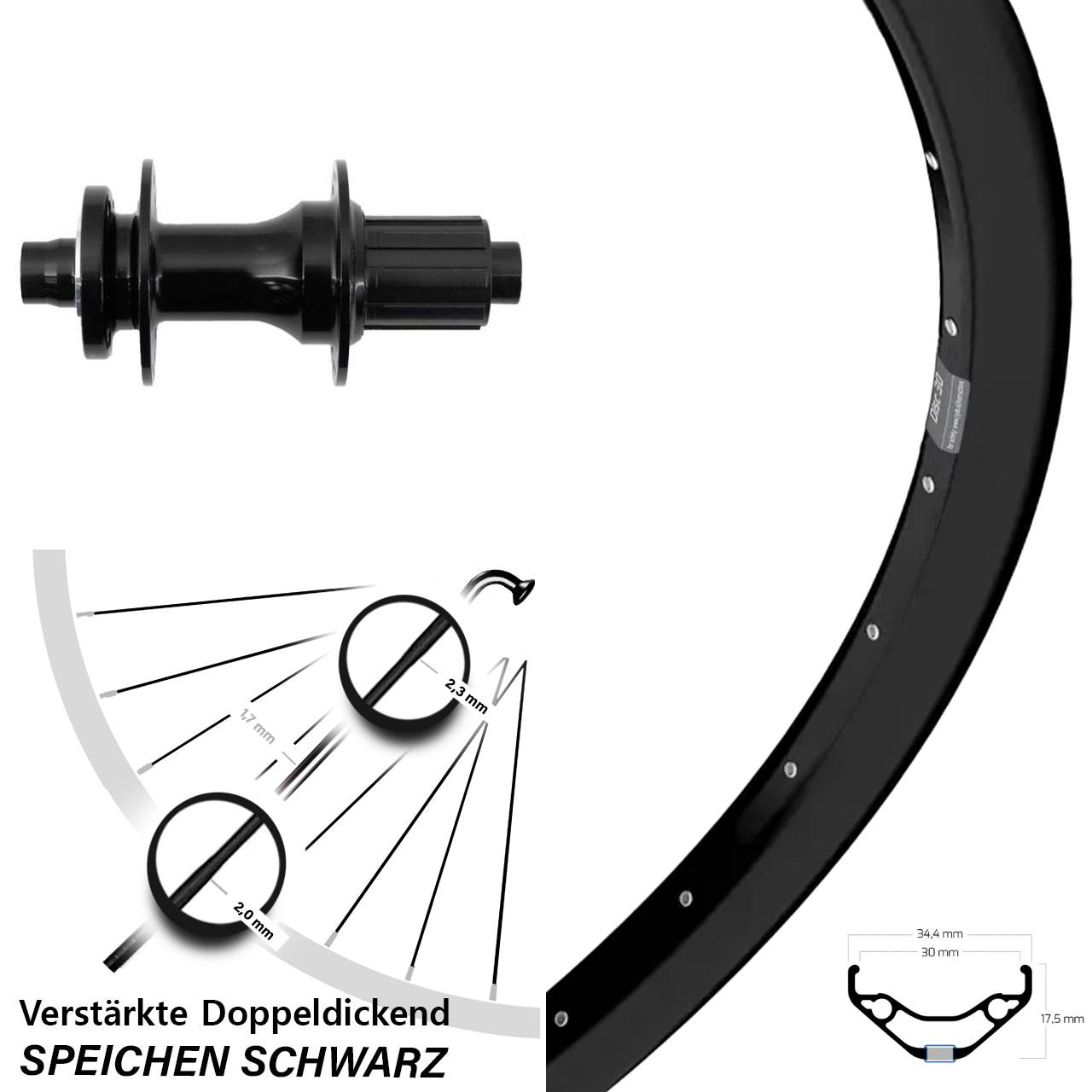 Hinterrad 27,5 Zoll Ryde Disc 30 Fastace DA210 8-12 fach 12x148