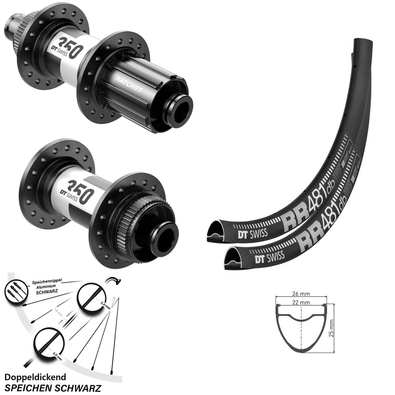 28 Zoll Road Laufradsatz RR 481 DT Swiss 350 Steckachse Centerlock Shimano 11-fach