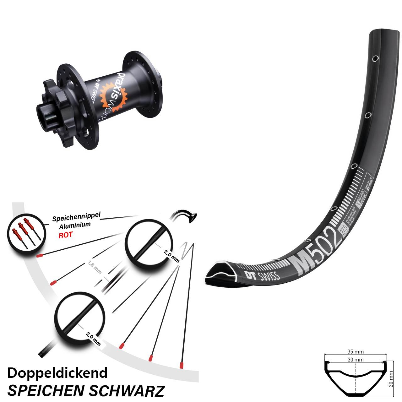 Disc Vorderrad 29 Zoll DT Swiss M502-350 15x100