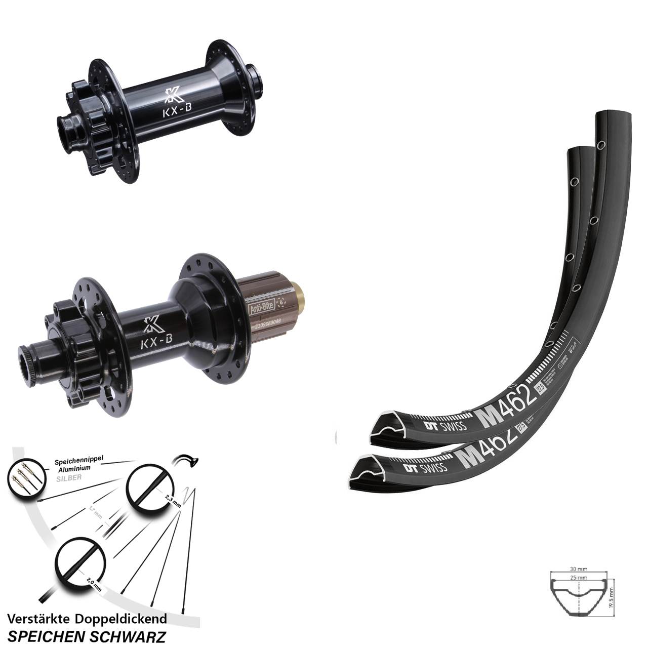 6-Loch Laufradsatz 29 Zoll DT Swiss M 462 KX-B 8-11 fach 15x110 12x148 Boost