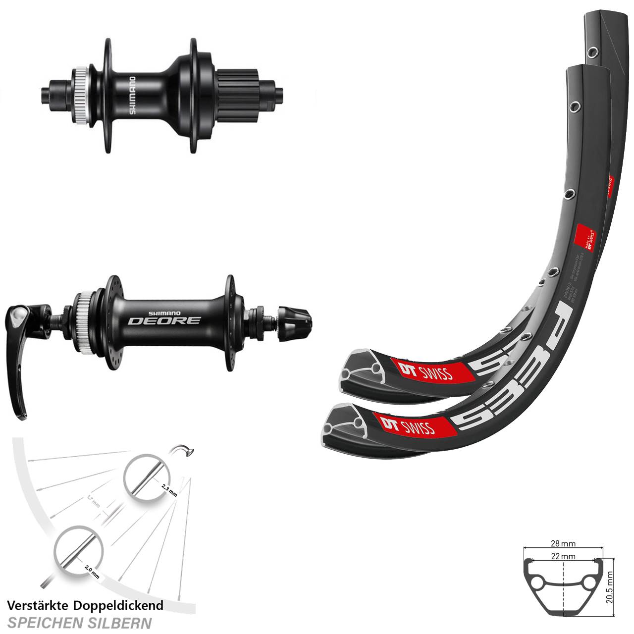 650B DT Swiss 533d Shimano MT500 Deore Laufradsatz Centerlock QR Micro Spline