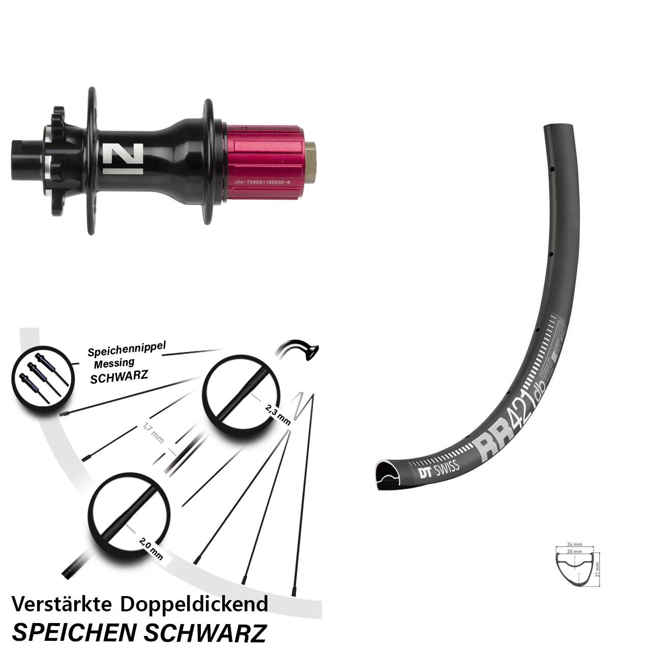 28 Zoll DT Swiss RR421 Novatec D792 Hinterrad 6-Loch 12x142 8-12 fach HG
