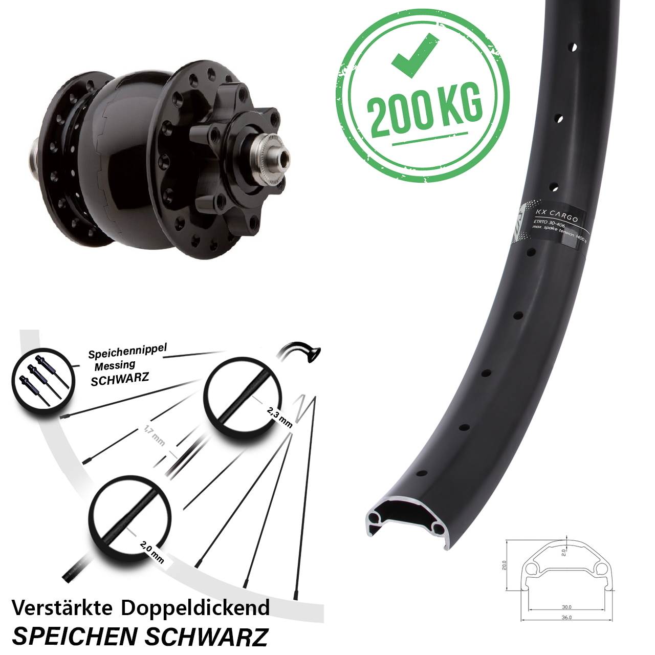 KX Cargo SON 28 Disc 29 Zoll Nabendynamolaufrad für Schnellspanner