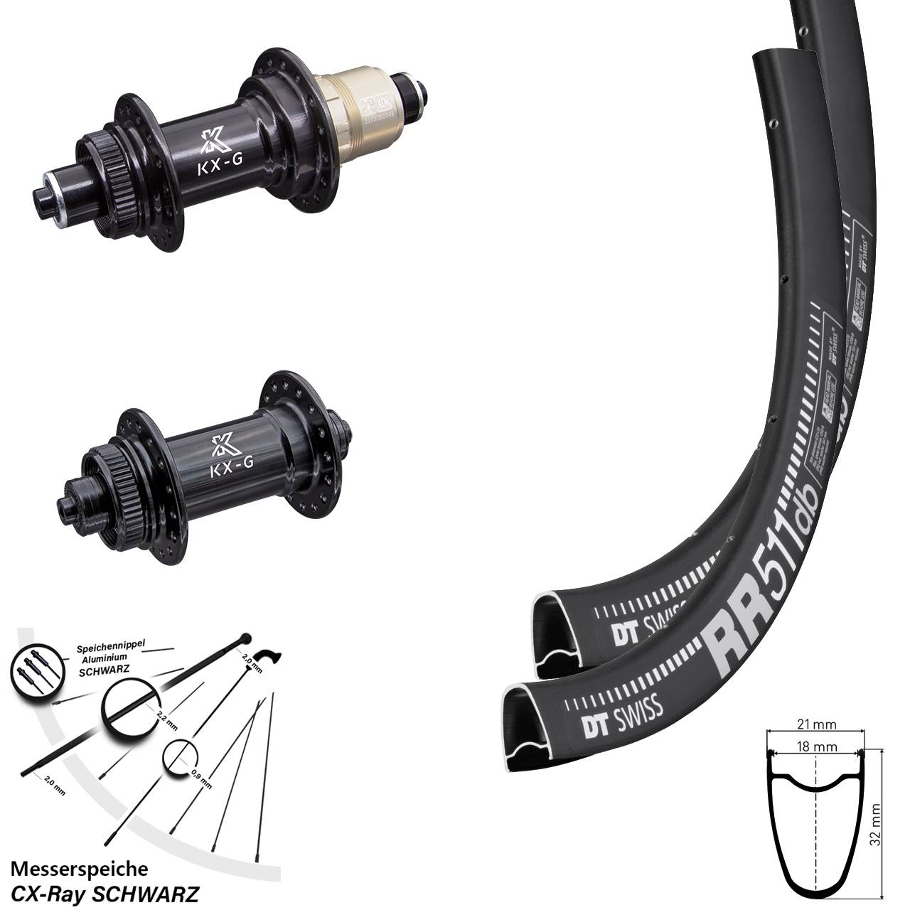 Disc Laufrad-Satz 28 Zoll DT Swiss RR 511 KX-G SRAM XDR QR CX-Ray