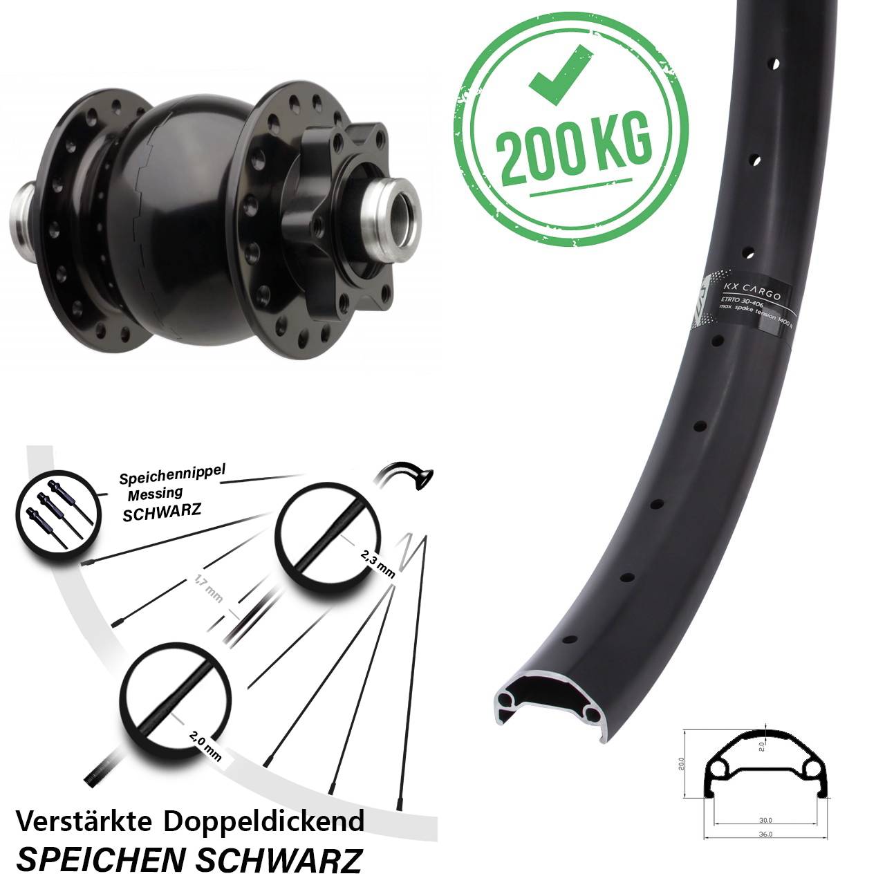 26 Zoll KX Cargo SON 28 12x110 Boost Vorderrad