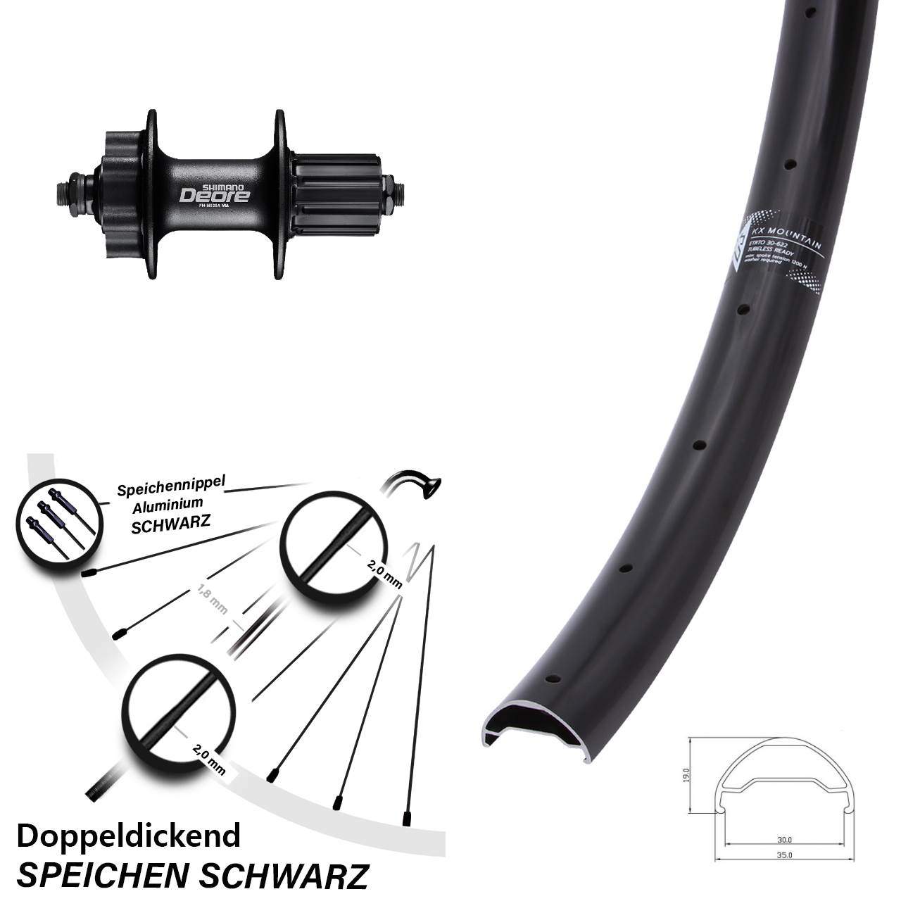 KX Mountain Shimano Deore 29 Zoll Disc Laufrad für Schnellspanner 8-11 fach