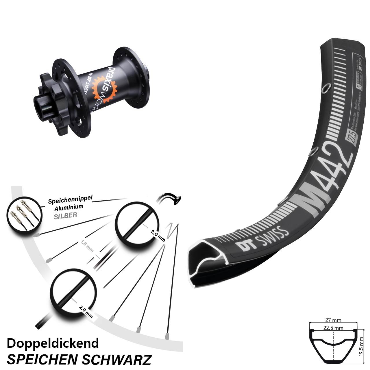 Disc Vorderrad 15x100 28 Zoll DT Swiss M 442-350