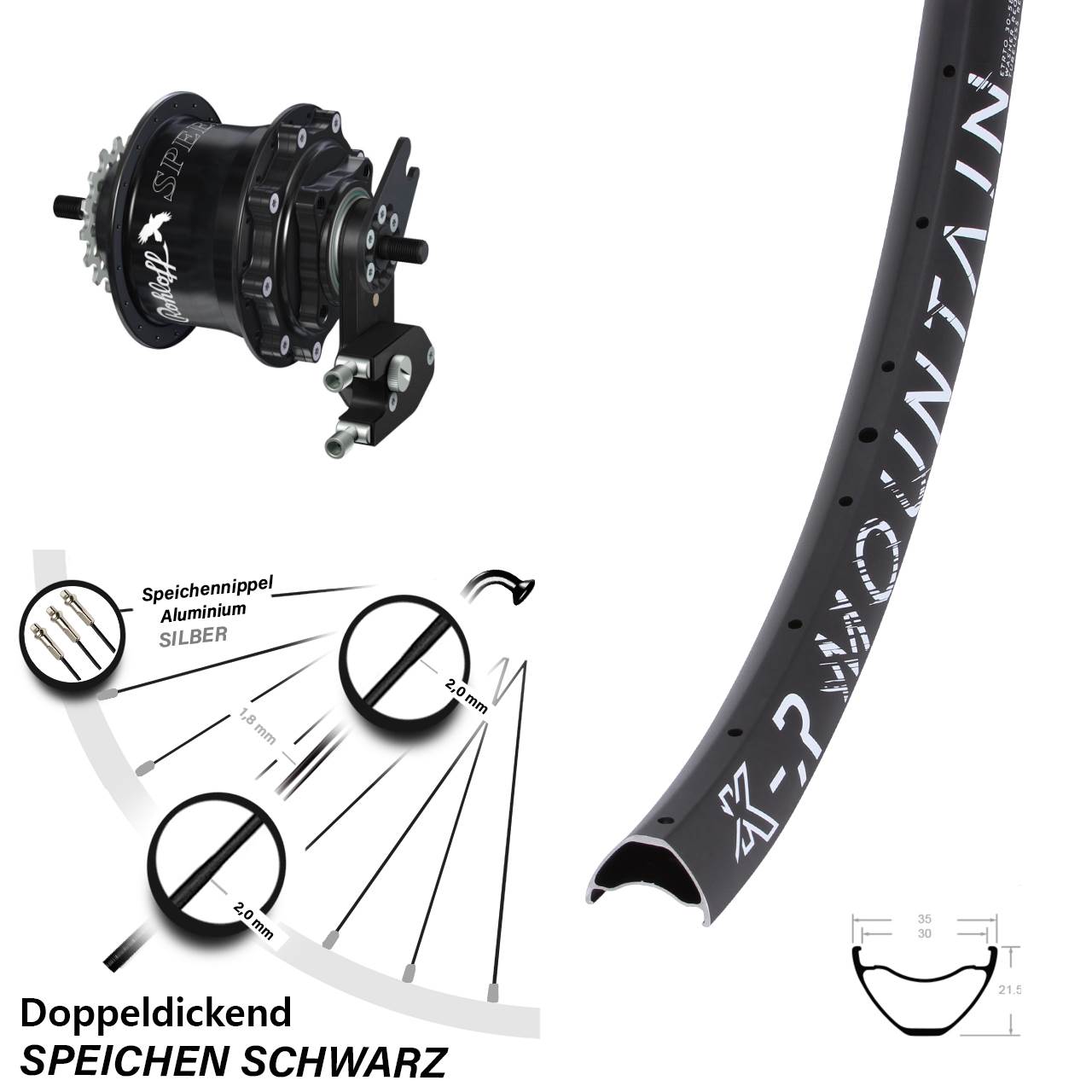 Disc Hinterrrad 27,5 Zoll KX-R Mountain Rohloff TS DB OEM2 Tandem
