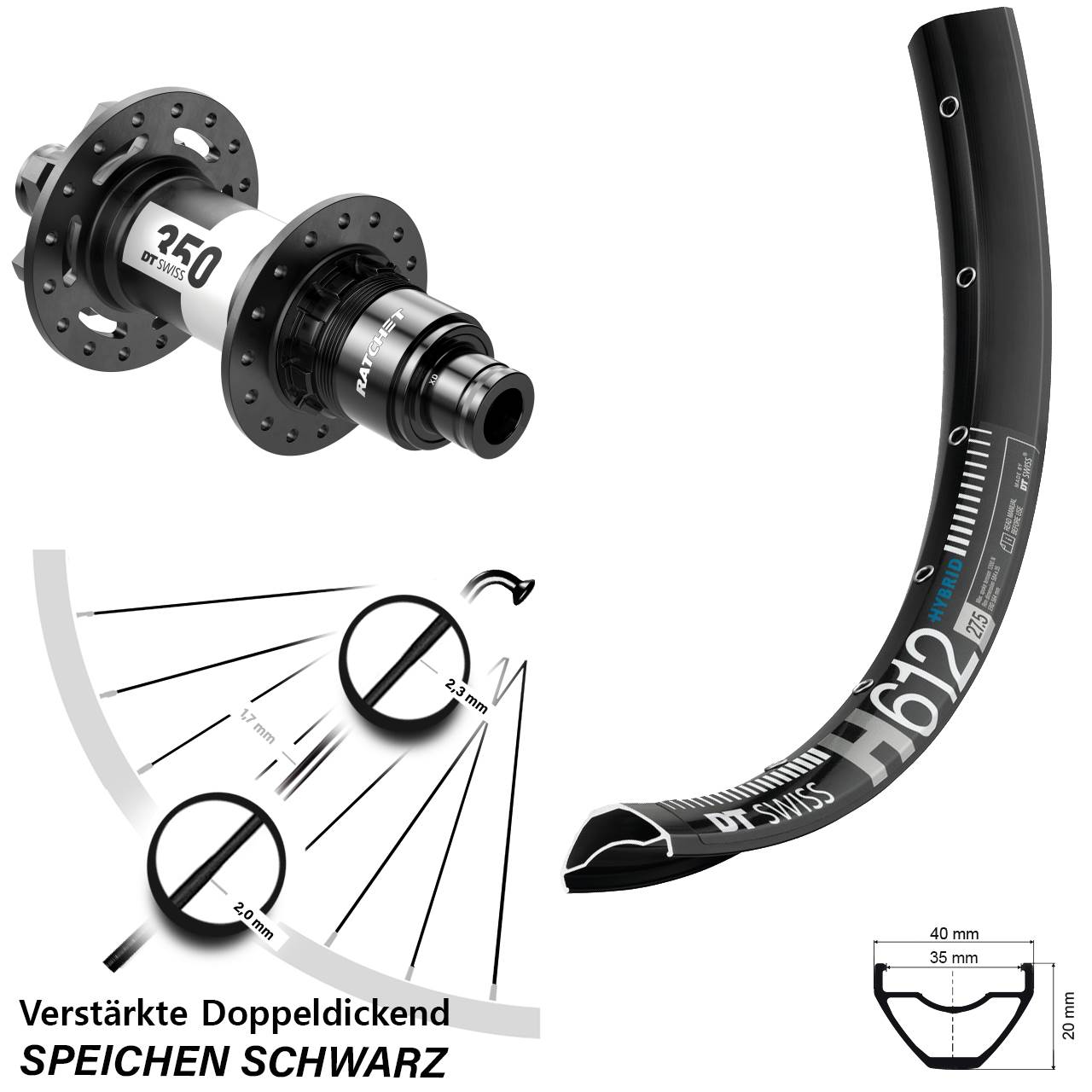 Disc Hinterrad 27,5 Zoll DT Swiss H612-350 XD 11-12 fach 12x148