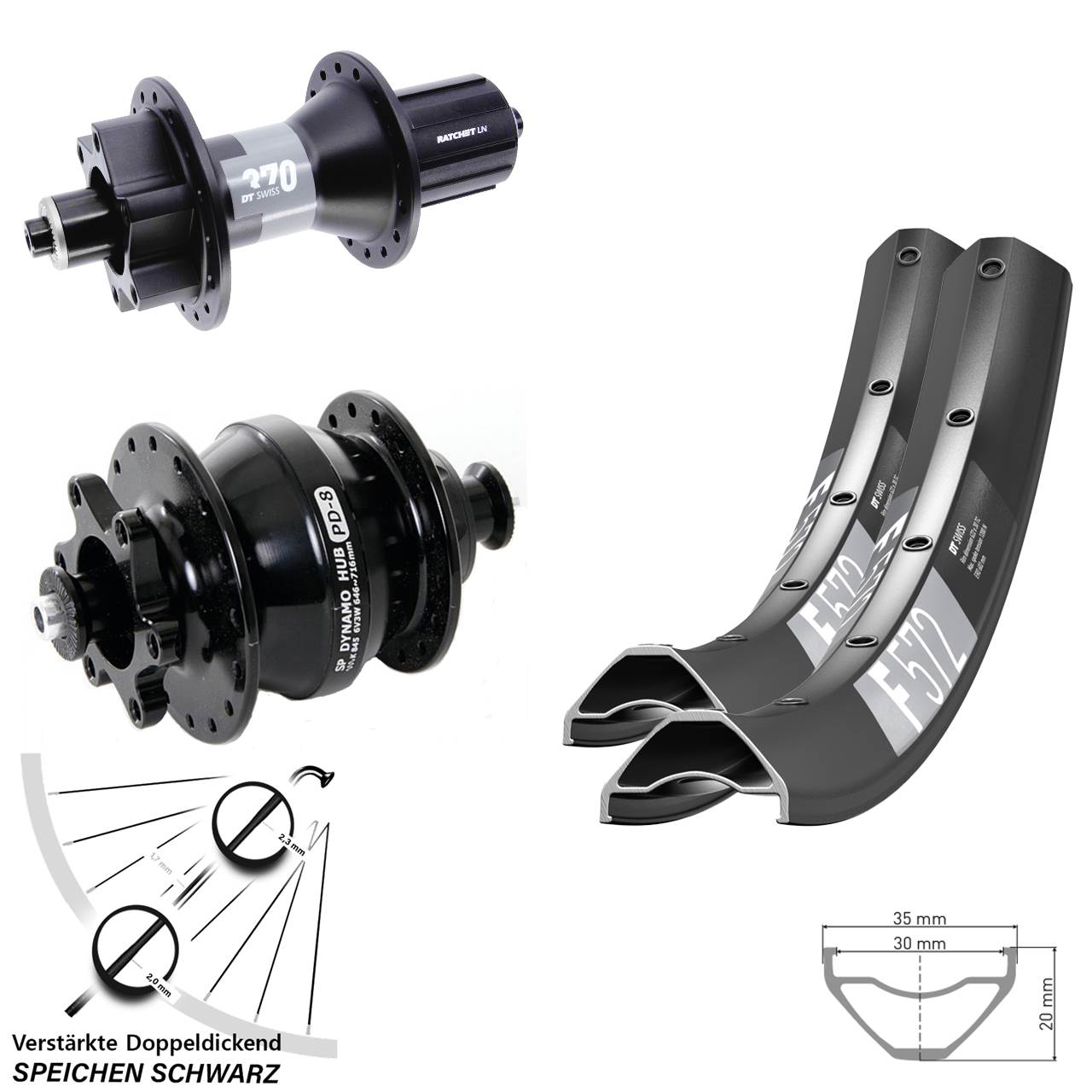 Disc Laufrad-Satz für Schnellspanner 29 Zoll DT Swiss F 572 370 Shutter PD-8 8-11 fach