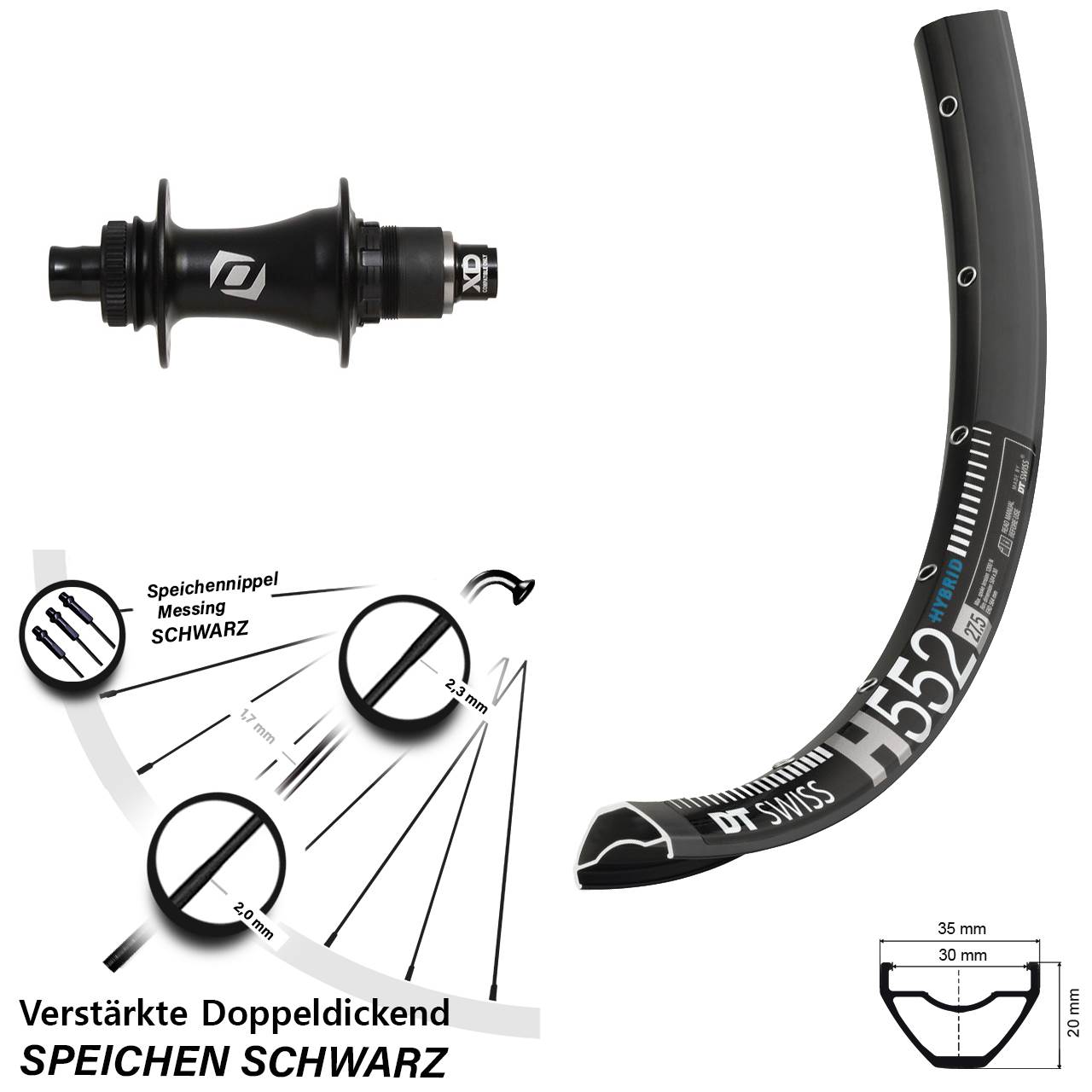 Boost Centerlock Hinterrad 12x148 29 Zoll DT Swiss H552 Syncros SRAM XD 11-12 fach