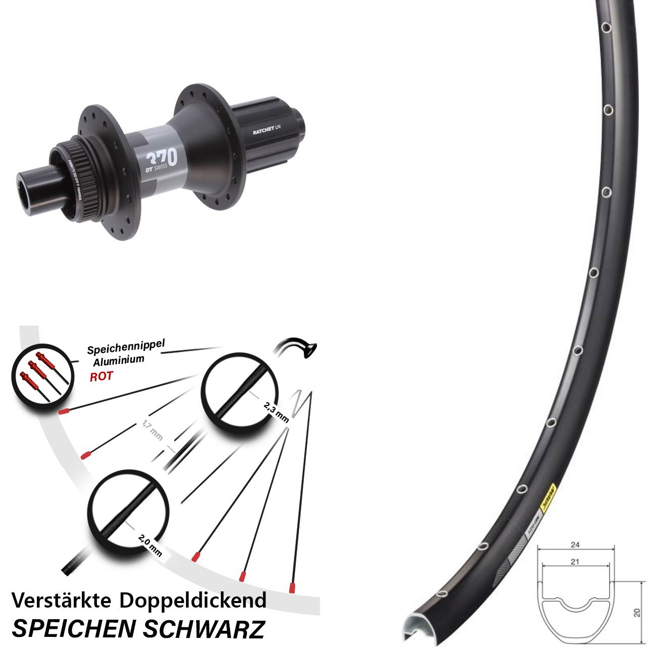 Hinterrad 29 Zoll Mavic XC621 DT Swiss 370 Centerlock 12x142 HG 2023