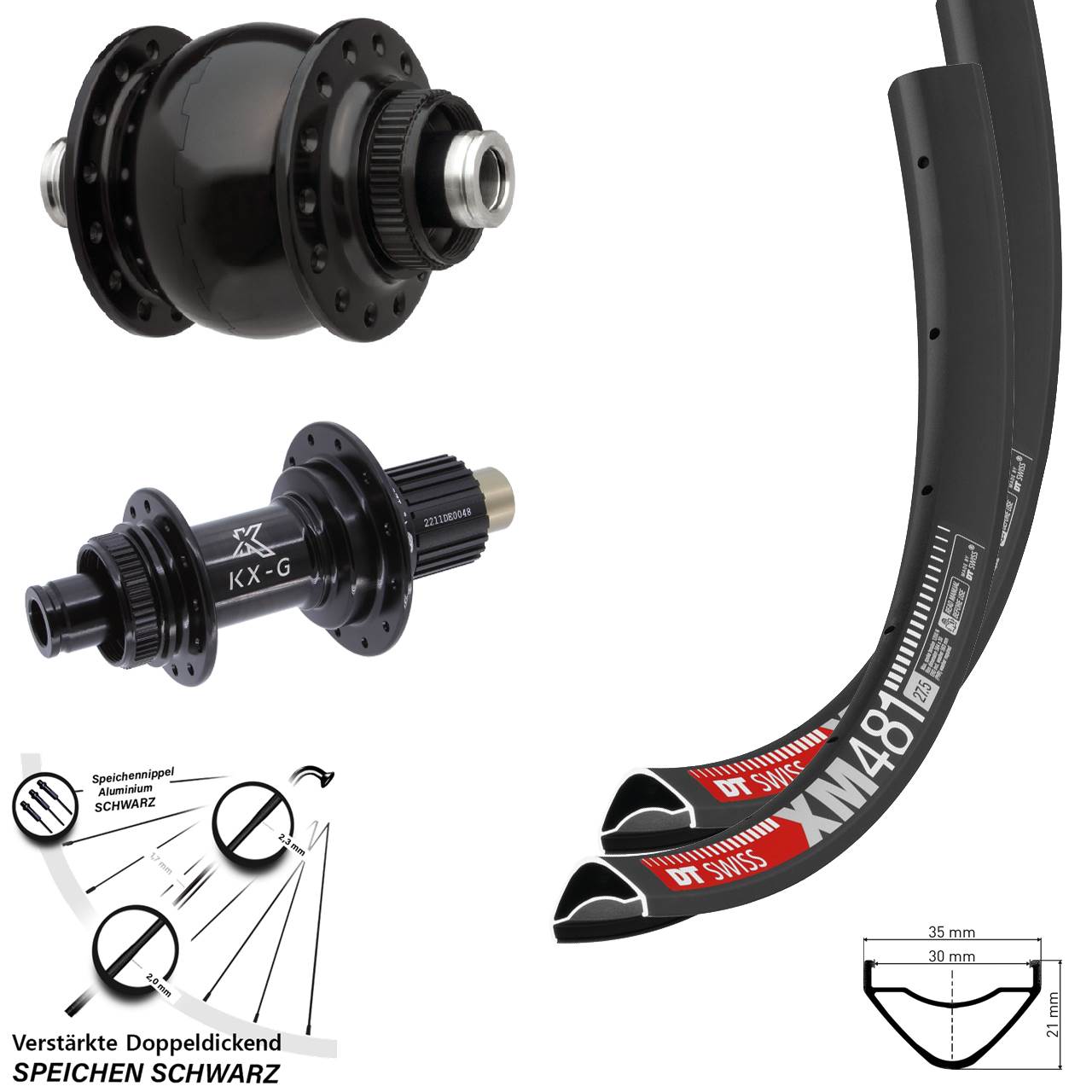 DT Swiss XM 481 KX-G SON 28 27,5 Zoll Disc Laufrad-Satz 12x100/142 Shimano Micro Spline