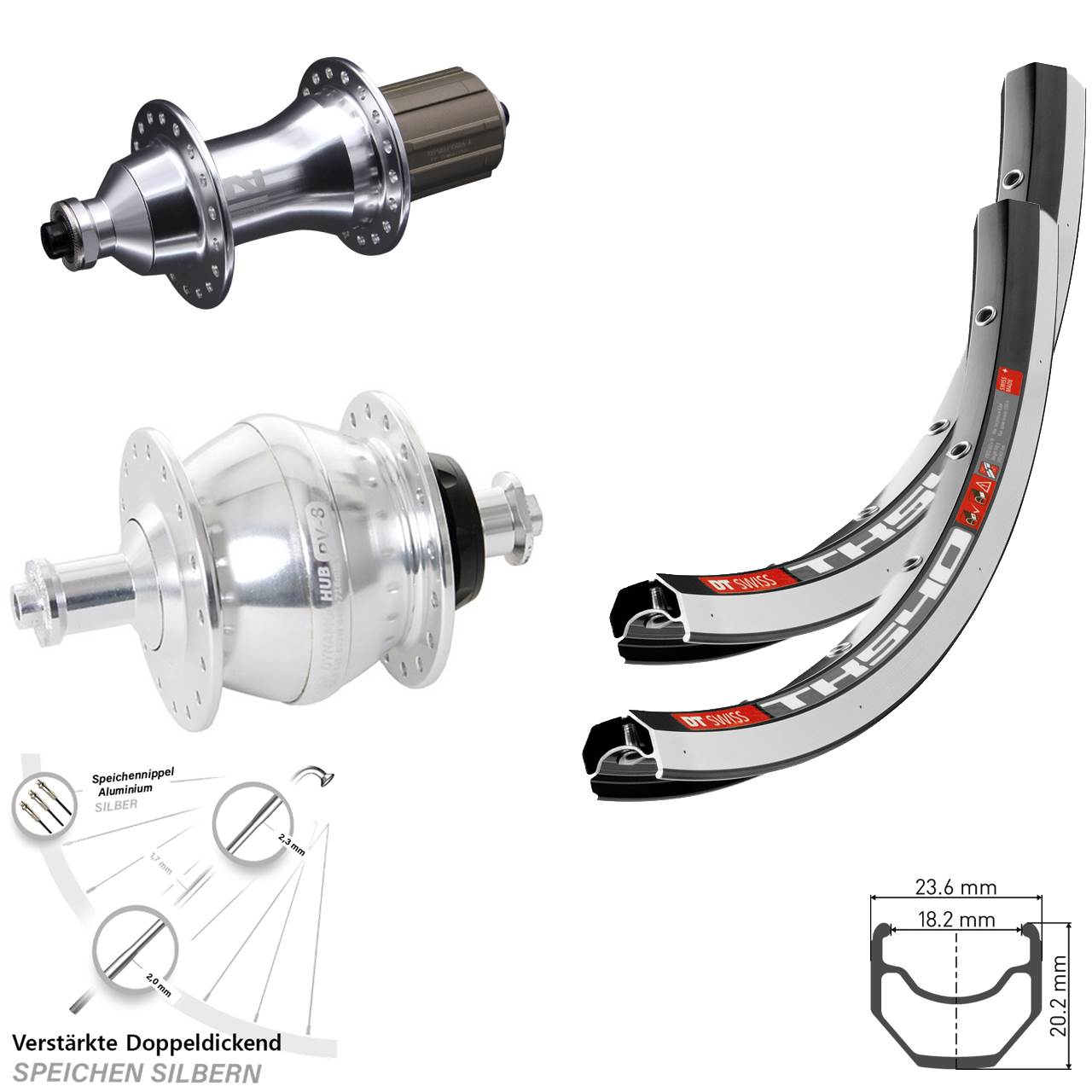 28 Zoll DT Swiss TK 540 Novatec F162SB SP PV-8 Laufradsatz für Schnellspanner 8-12 fach
