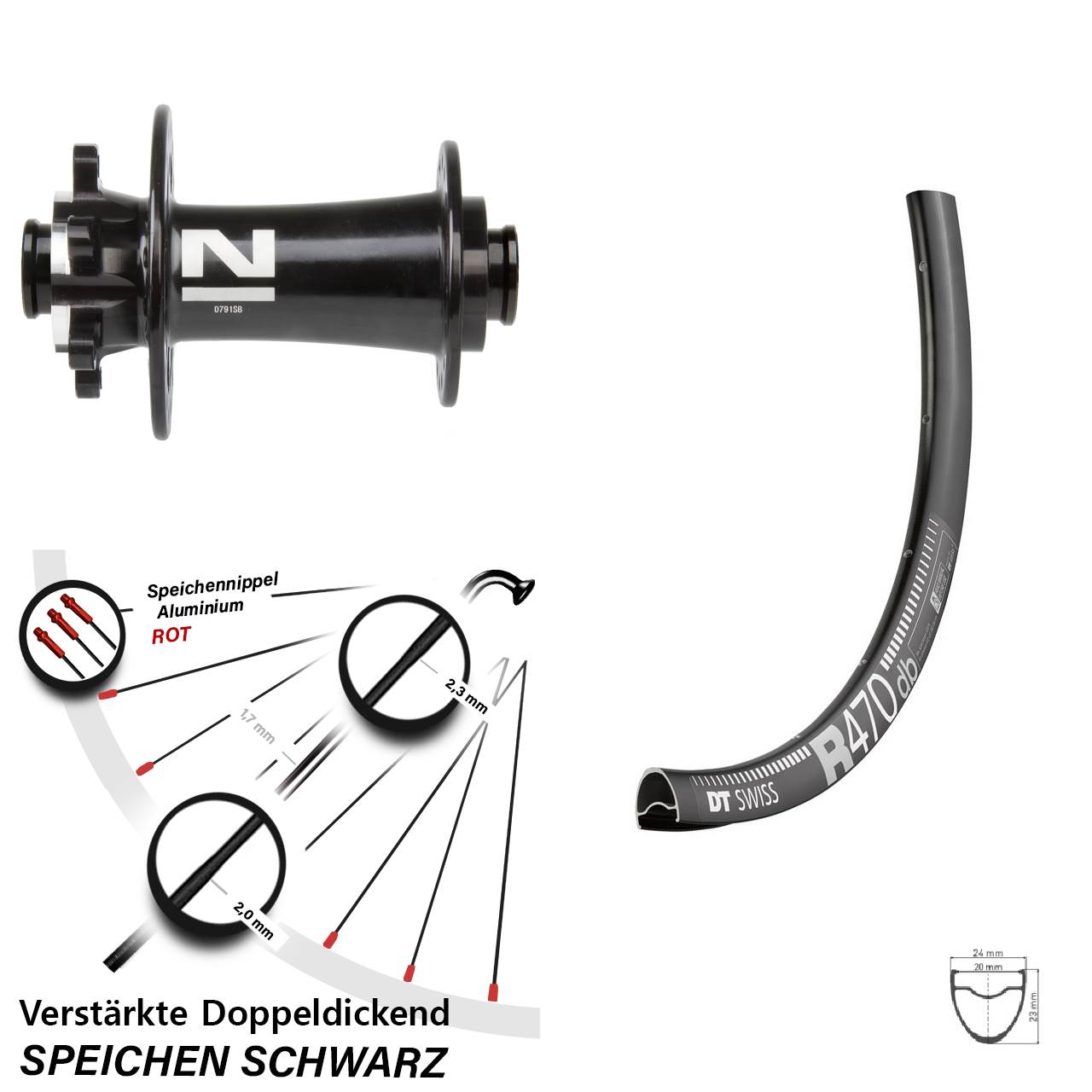 Vorderrad 6-Loch 12x100 28 Zoll DT Swiss R 470 Novatec D791