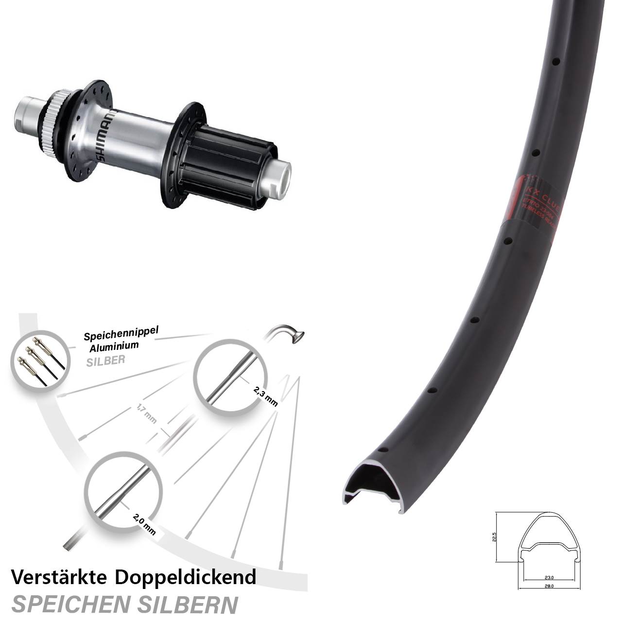 28 Zoll KX Clue Shimano GRX Disc Laufrad 12x142 8-12 fach HG