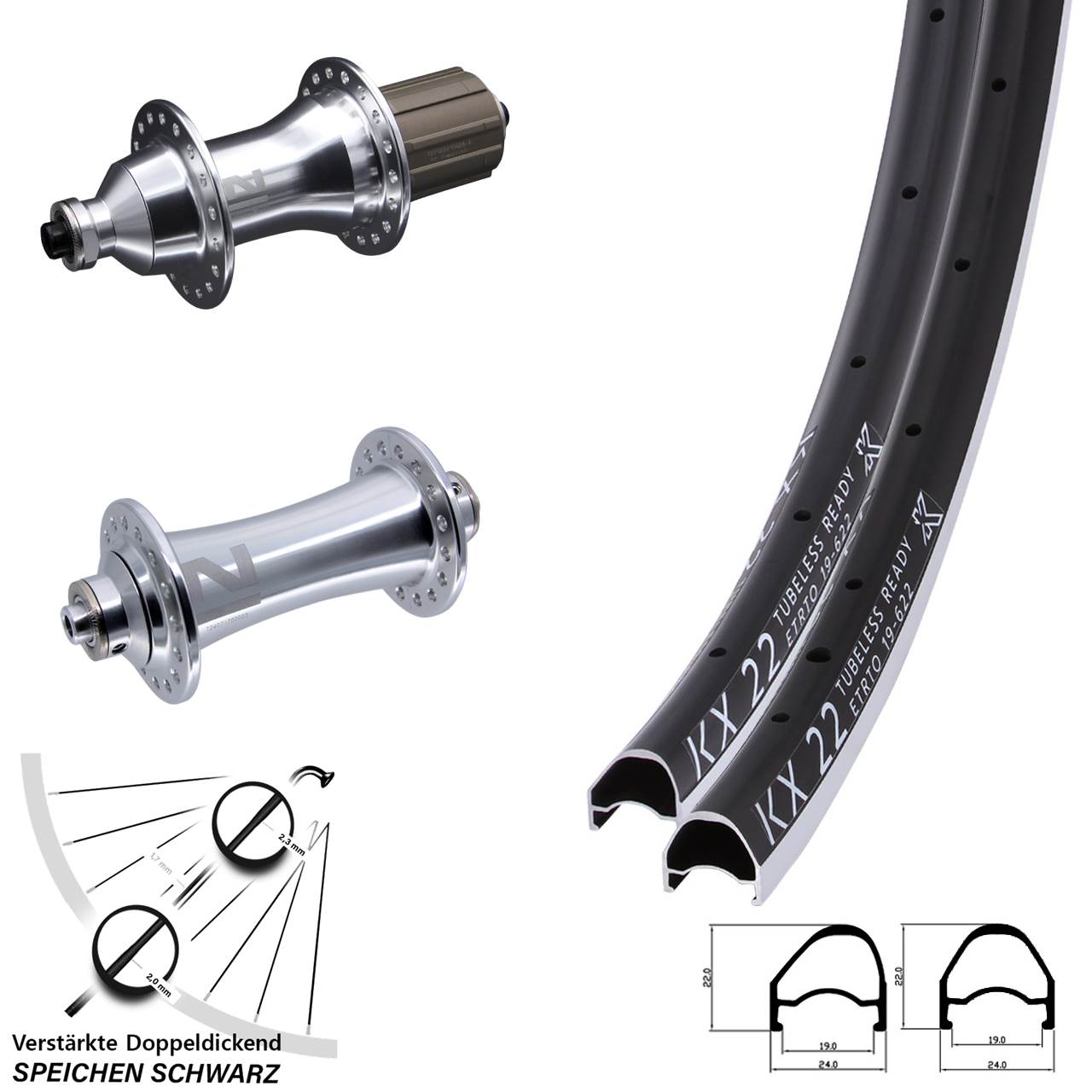 Laufrad-Satz 28 Zoll KX 22 OS Novatec A141 F162 8-12 fach HG für Schnellspanner