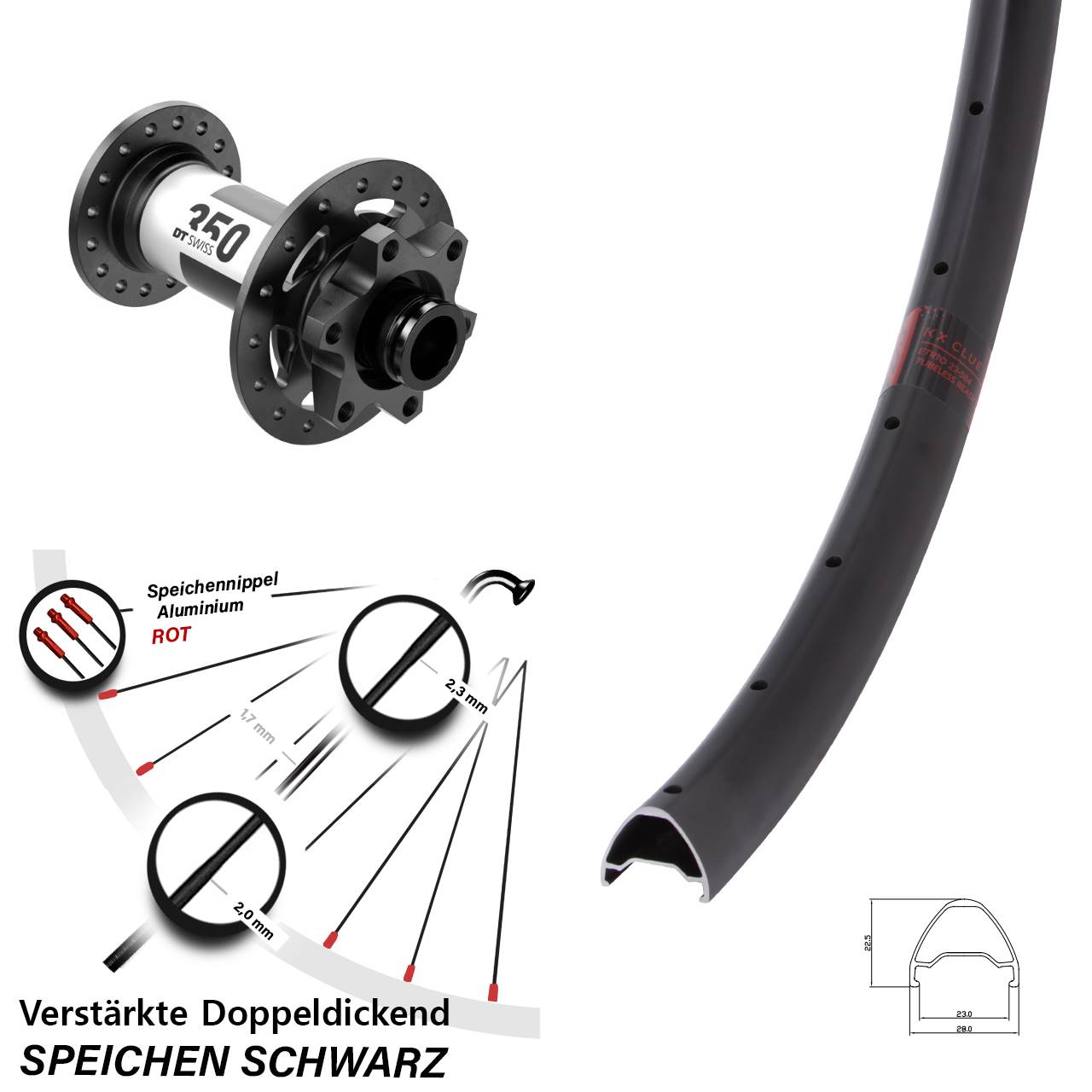 KX Clue DT Swiss 350 650B 6-Loch Vorderrad 15x110 Boost