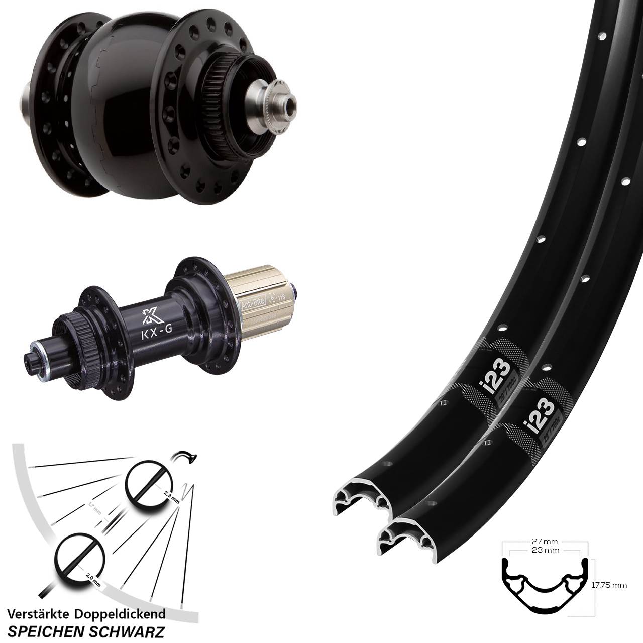 Laufradsatz Centerlock 28-29 Zoll WTB i23 ST KX-G SON 28 8-12 fach QR