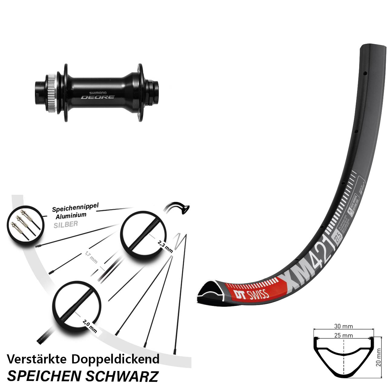 Vorderrad Centerlock 29 Zoll DT Swiss XM 421 Shimano Deore HB-M6010 15x110 Boost