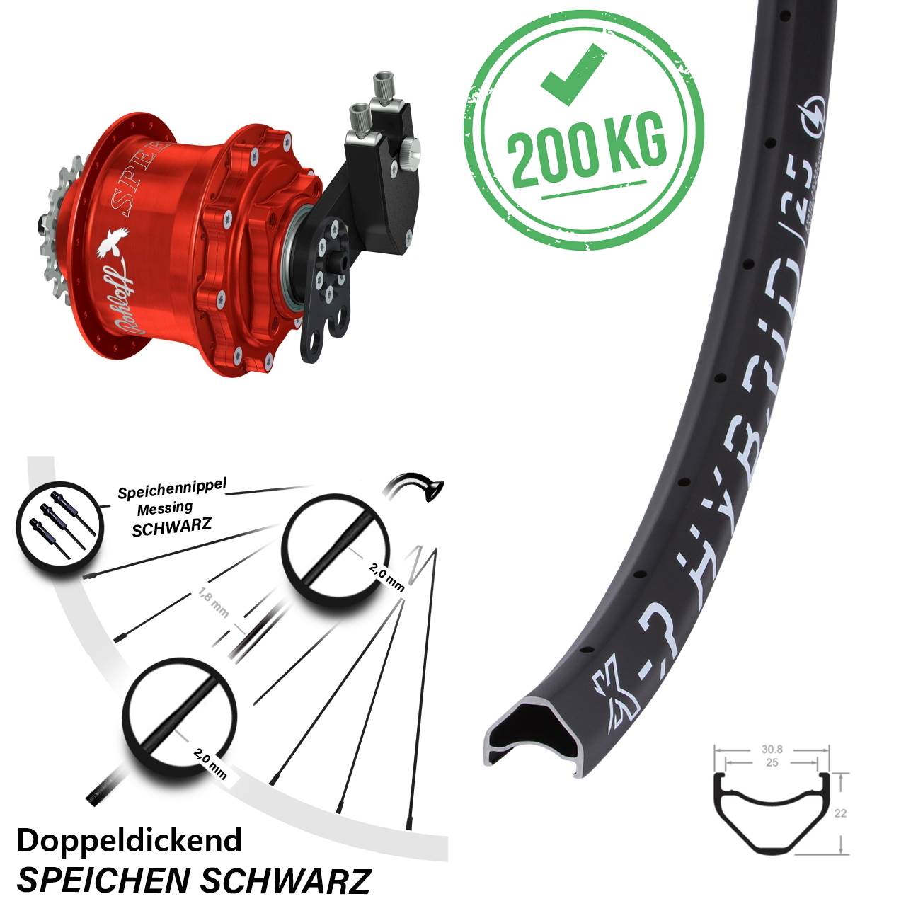 28 Zoll KX-R Hybrid 25 Rohloff Speedhub CC DB rot