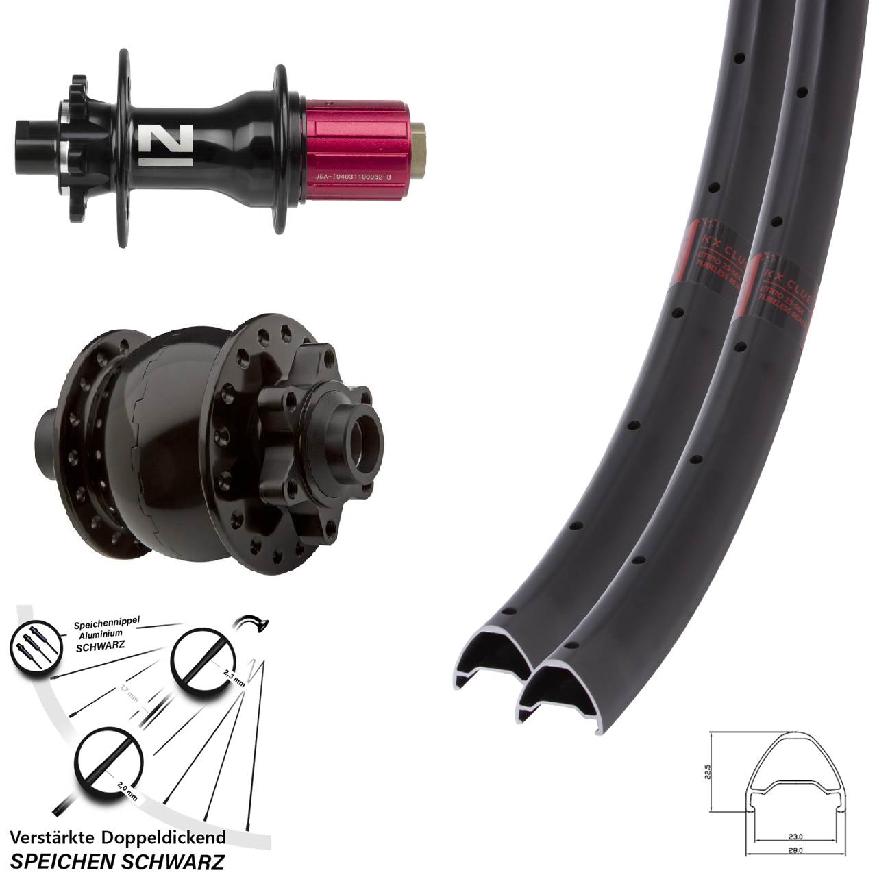 27,5 Zoll KX Clue Novatec D792 SON 28 Laufradsatz 6-Loch 15x100 12x142 8-12 fach HG