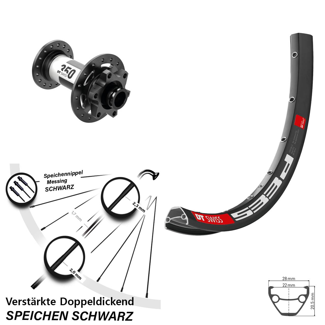 Vorderrad 6-Loch 28-29 Zoll DT Swiss 533 D-350 15x100