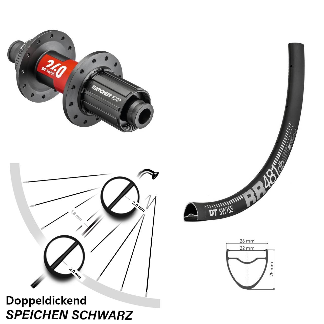 DT Swiss RR481-240 Centerlock Hinterrad 28 Zoll