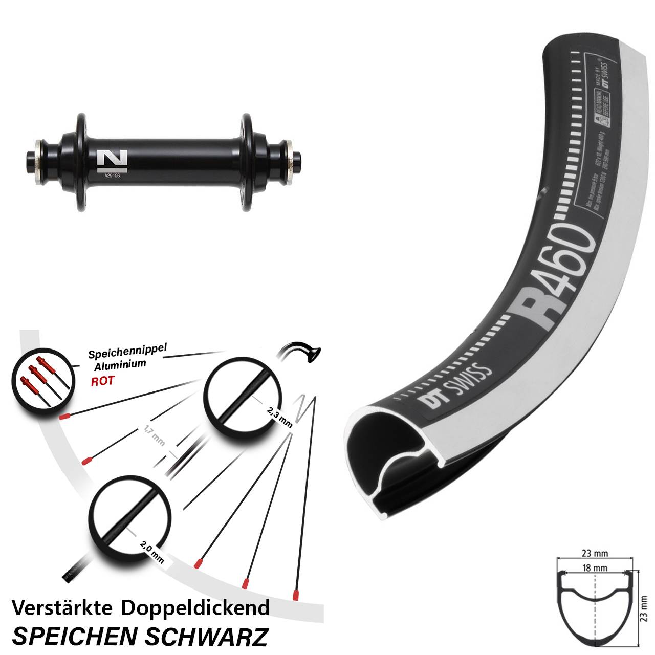 Vorderrad für Schnellspanner 28 Zoll DT Swiss R 460 Novatec A291SB