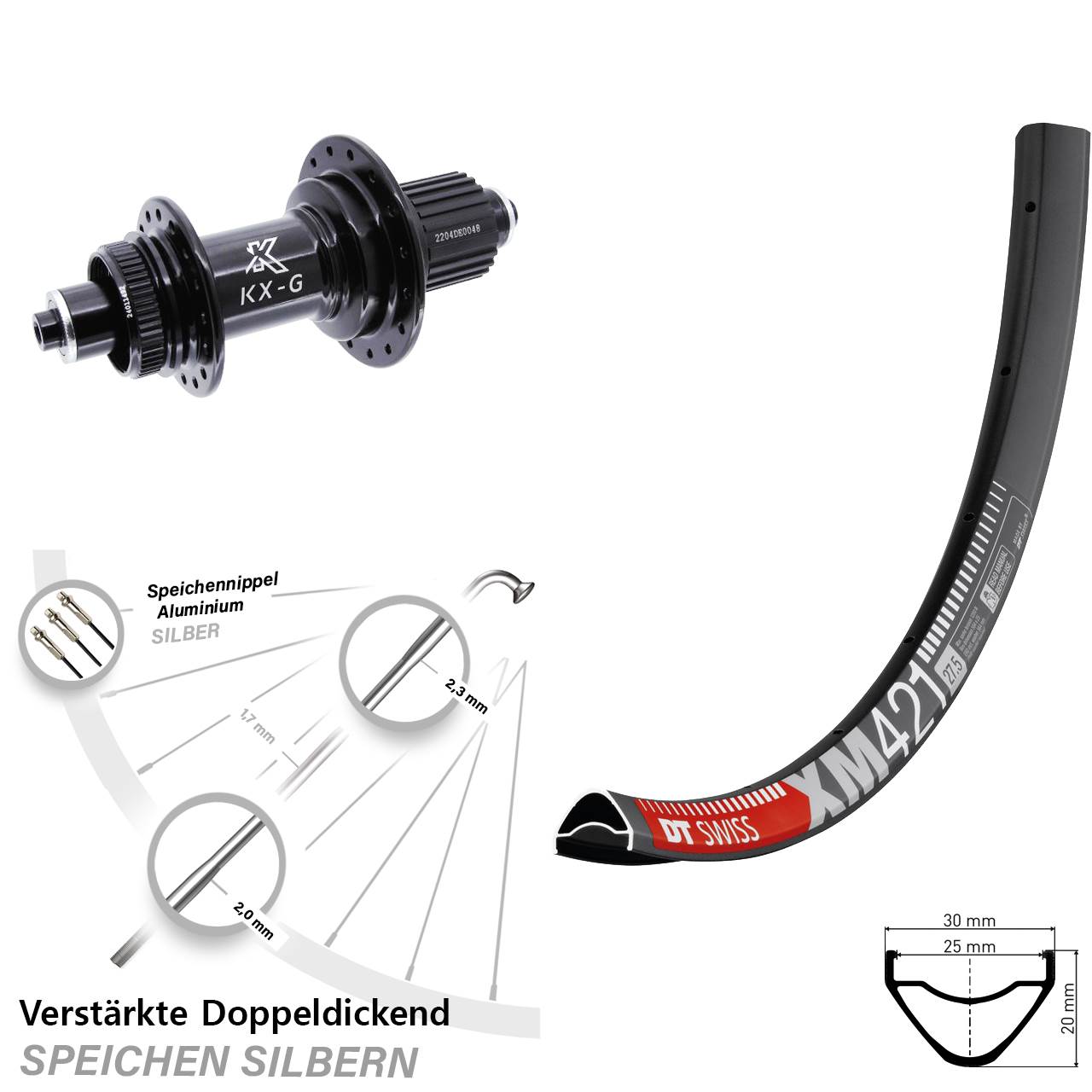 Hinterrad Centerlock 29 Zoll DT Swiss XM 421 KX-GS verstärkt Micro Spline QR