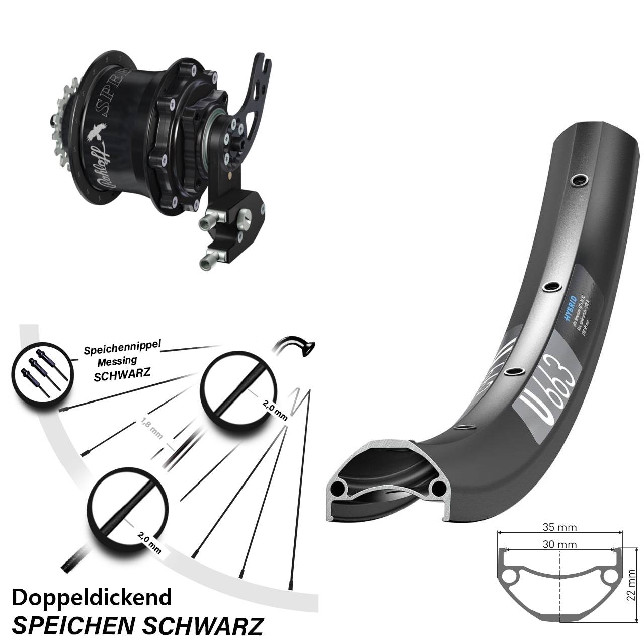 27,5 Zoll DT Swiss U 663 Rohloff Speedhub 500/14 CC DB PM schwarz