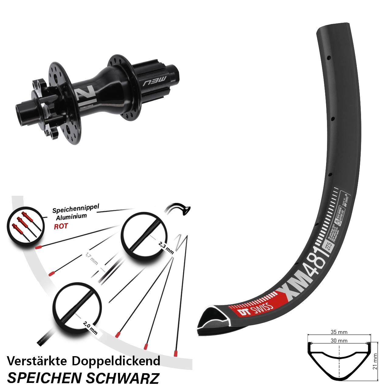 Disc Hinterrad 27,5 Zoll DT Swiss XM481 Novatec Superlight Campagnolo N3W 12x142