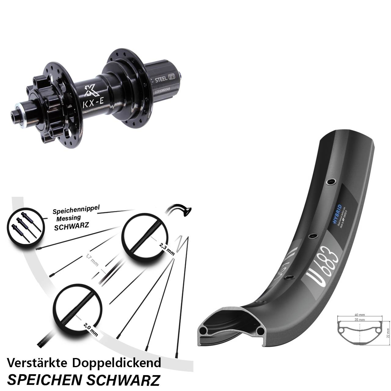Disc Hinterrad QR 27,5 Zoll DT Swiss U 683 KX-E Heavy Duty 8-12 fach HG